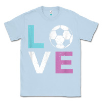 Dusty Blue Soccer Gift for Girls Women I Love Soccer Vintage Classic Tee - minhPixels