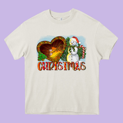 Christmas Snowman Heavy Core Tee Designed By Lillyallendesigns