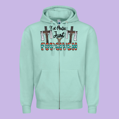 No Perfect Just Forgiven Zipper Hoodie Designed By Cowhidedigitalart
