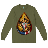 Army Green american sunflower bullskull teardrop earrings Long Sleeve Tee - Jasminsmagicworld