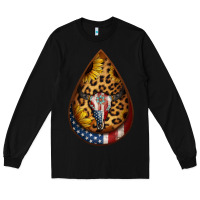 Black american sunflower bullskull teardrop earrings Long Sleeve Tee - Jasminsmagicworld