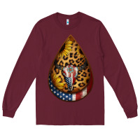 Burgundy american sunflower bullskull teardrop earrings Long Sleeve Tee - Jasminsmagicworld