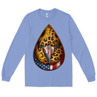 Colony Blue american sunflower bullskull teardrop earrings Long Sleeve Tee - Jasminsmagicworld