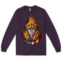 Plum american sunflower bullskull teardrop earrings Long Sleeve Tee - Jasminsmagicworld