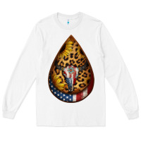 American Sunflower Bullskull Teardrop Earrings Long Sleeve Tee | Teevron