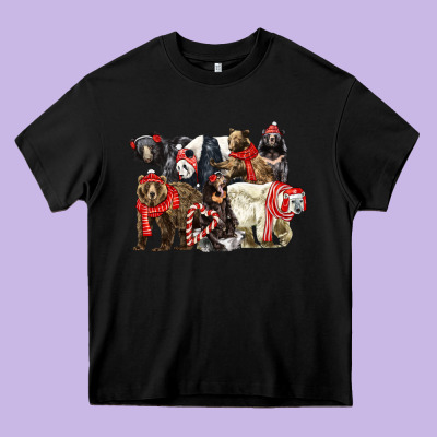 Christmas Bear Family Heavy Core Tee Designed By Lillyallendesigns