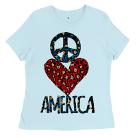 Baby Blue Peace Love America Ladies Tee - Bettercallsaul