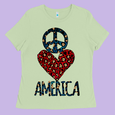 Peace Love America Ladies Tee Designed By Bettercallsaul
