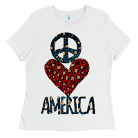 White Peace Love America Ladies Tee - Bettercallsaul