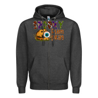 Charcoal Heather spooky pumpkin Zipper Hoodie - SublimationCraftShop