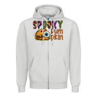 Dove Grey spooky pumpkin Zipper Hoodie - SublimationCraftShop
