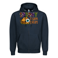 Navy spooky pumpkin Zipper Hoodie - SublimationCraftShop