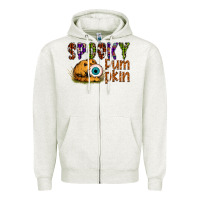 Oatmeal Heather spooky pumpkin Zipper Hoodie - SublimationCraftShop