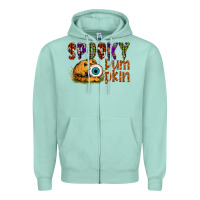 Seafoam spooky pumpkin Zipper Hoodie - SublimationCraftShop