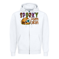 White spooky pumpkin Zipper Hoodie - SublimationCraftShop