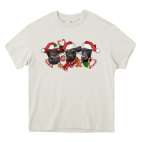 Cream Christmas Black Angus Cows Heavy Core Tee - LillyAllenDesigns