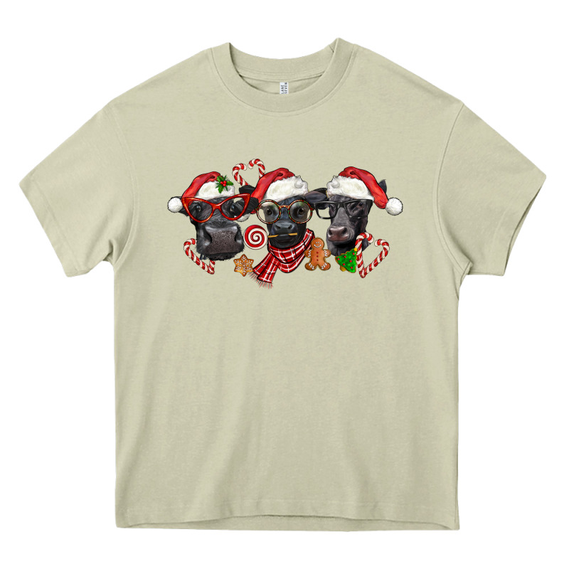 Christmas Black Angus Cows Heavy Core Tee by LillyAllenDesigns | Teevron
