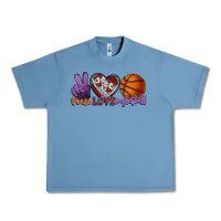 Pebble Blue Peace love Basketball Urban Heavy Tee - HowdyJamesFarm