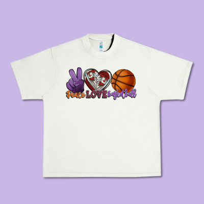 Peace Love Basketball Urban Heavy Tee Designed By Howdyjamesfarm