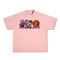 Salmon Peace love Basketball Urban Heavy Tee - HowdyJamesFarm