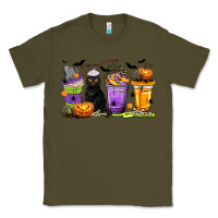 Army Green Halloween Cat Coffee Cups Classic Tee - texasbilliewilder