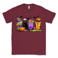 Burgundy Halloween Cat Coffee Cups Classic Tee - texasbilliewilder