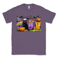 Lavender Halloween Cat Coffee Cups Classic Tee - texasbilliewilder
