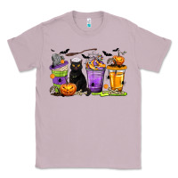 Lilac Halloween Cat Coffee Cups Classic Tee - texasbilliewilder