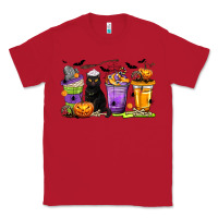 Red Halloween Cat Coffee Cups Classic Tee - texasbilliewilder