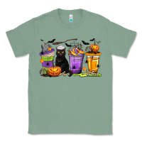 Sage Halloween Cat Coffee Cups Classic Tee - texasbilliewilder