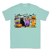 Seafoam Halloween Cat Coffee Cups Classic Tee - texasbilliewilder
