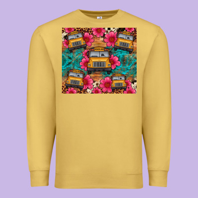 School Bus Leopard Cowhide Premium Sweatshirt Designed By Artiststas