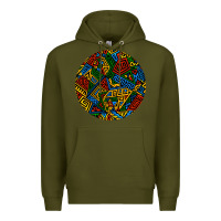 Army Green african fabric pattern round earrings 3 Premium Hoodie - BundleAndBundleShop