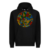Black african fabric pattern round earrings 3 Premium Hoodie - BundleAndBundleShop