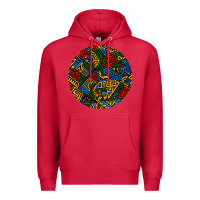 Cardinal african fabric pattern round earrings 3 Premium Hoodie - BundleAndBundleShop