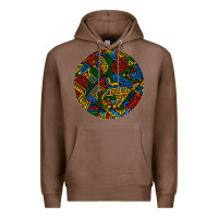 Chestnut african fabric pattern round earrings 3 Premium Hoodie - BundleAndBundleShop