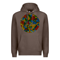 Coffee african fabric pattern round earrings 3 Premium Hoodie - BundleAndBundleShop