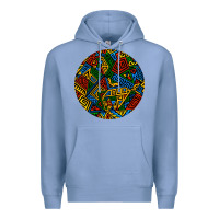 Colony Blue african fabric pattern round earrings 3 Premium Hoodie - BundleAndBundleShop