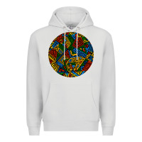 Dove Grey african fabric pattern round earrings 3 Premium Hoodie - BundleAndBundleShop