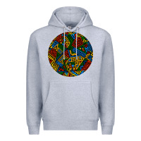 Heather Grey african fabric pattern round earrings 3 Premium Hoodie - BundleAndBundleShop