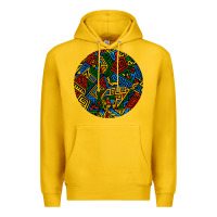 Lemon african fabric pattern round earrings 3 Premium Hoodie - BundleAndBundleShop