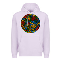 Lilac african fabric pattern round earrings 3 Premium Hoodie - BundleAndBundleShop