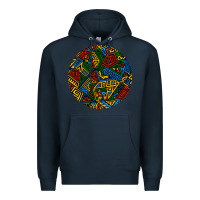 Navy african fabric pattern round earrings 3 Premium Hoodie - BundleAndBundleShop
