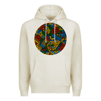 Oatmeal Heather african fabric pattern round earrings 3 Premium Hoodie - BundleAndBundleShop
