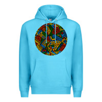 Ocean Blue african fabric pattern round earrings 3 Premium Hoodie - BundleAndBundleShop