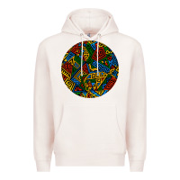 Pale Pink african fabric pattern round earrings 3 Premium Hoodie - BundleAndBundleShop