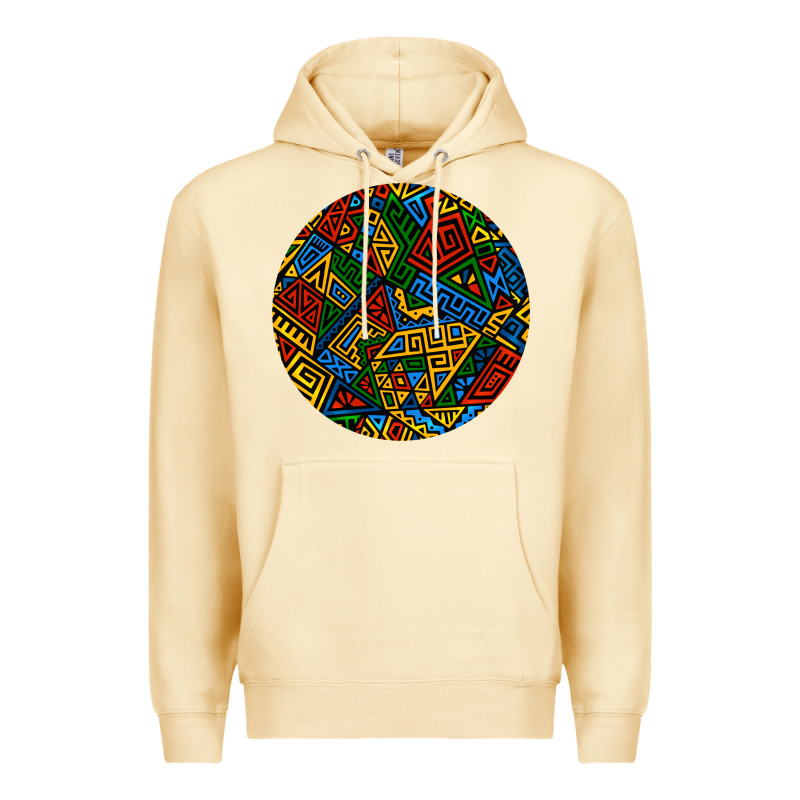 African Fabric Pattern Round Earrings 3 Premium Hoodie by BundleAndBundleShop | Teevron