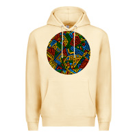 Pina Colada african fabric pattern round earrings 3 Premium Hoodie - BundleAndBundleShop