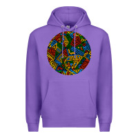 Purple african fabric pattern round earrings 3 Premium Hoodie - BundleAndBundleShop