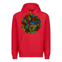 Red african fabric pattern round earrings 3 Premium Hoodie - BundleAndBundleShop